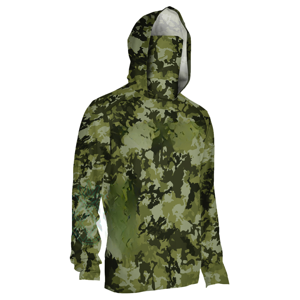 Fishing Mask Sun Protection - Men's Green Jungle Camouflage Fishing Hoodie