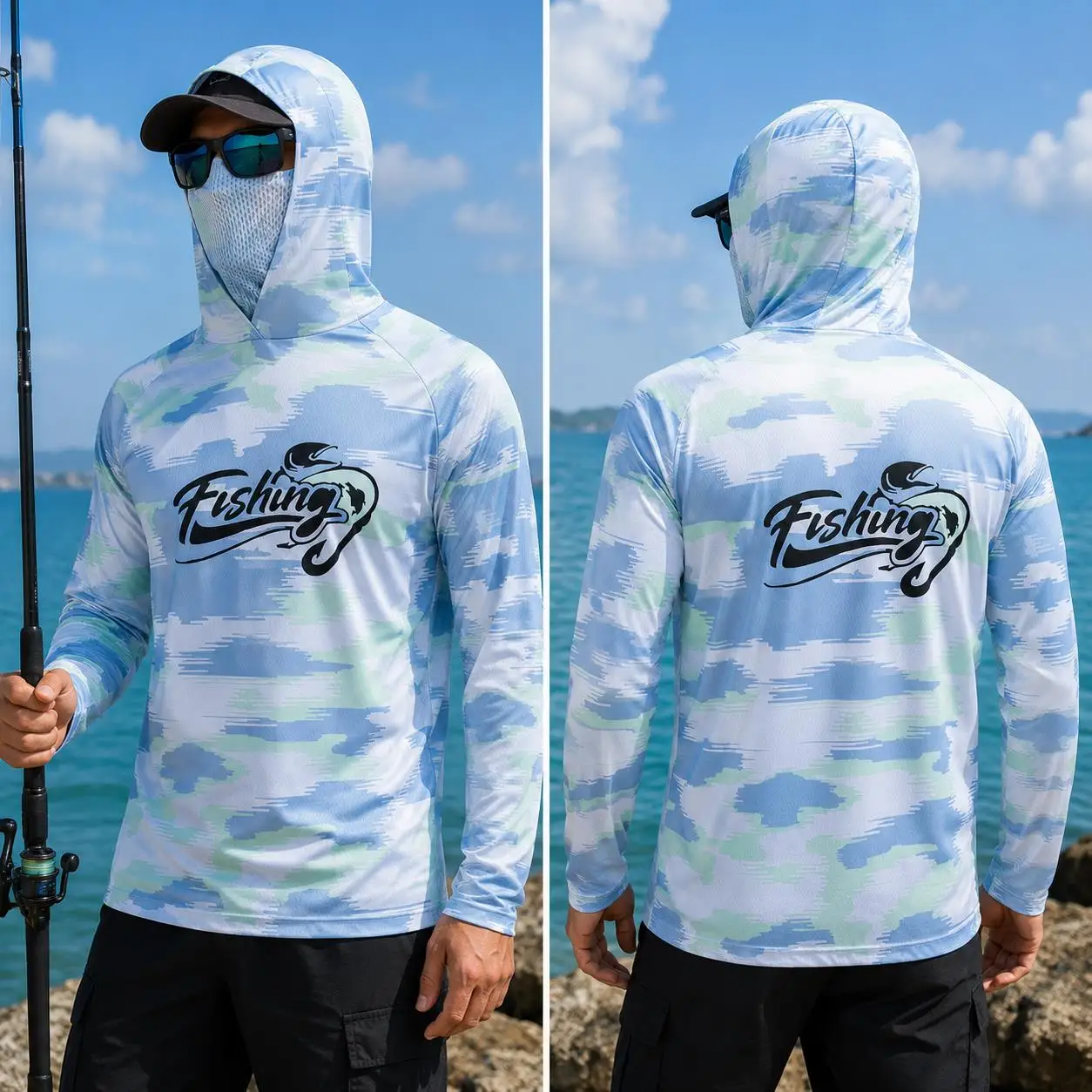 Mens Fishing Hooded Shirt UPF5 - Fishing Shirt Uv Protection review and price