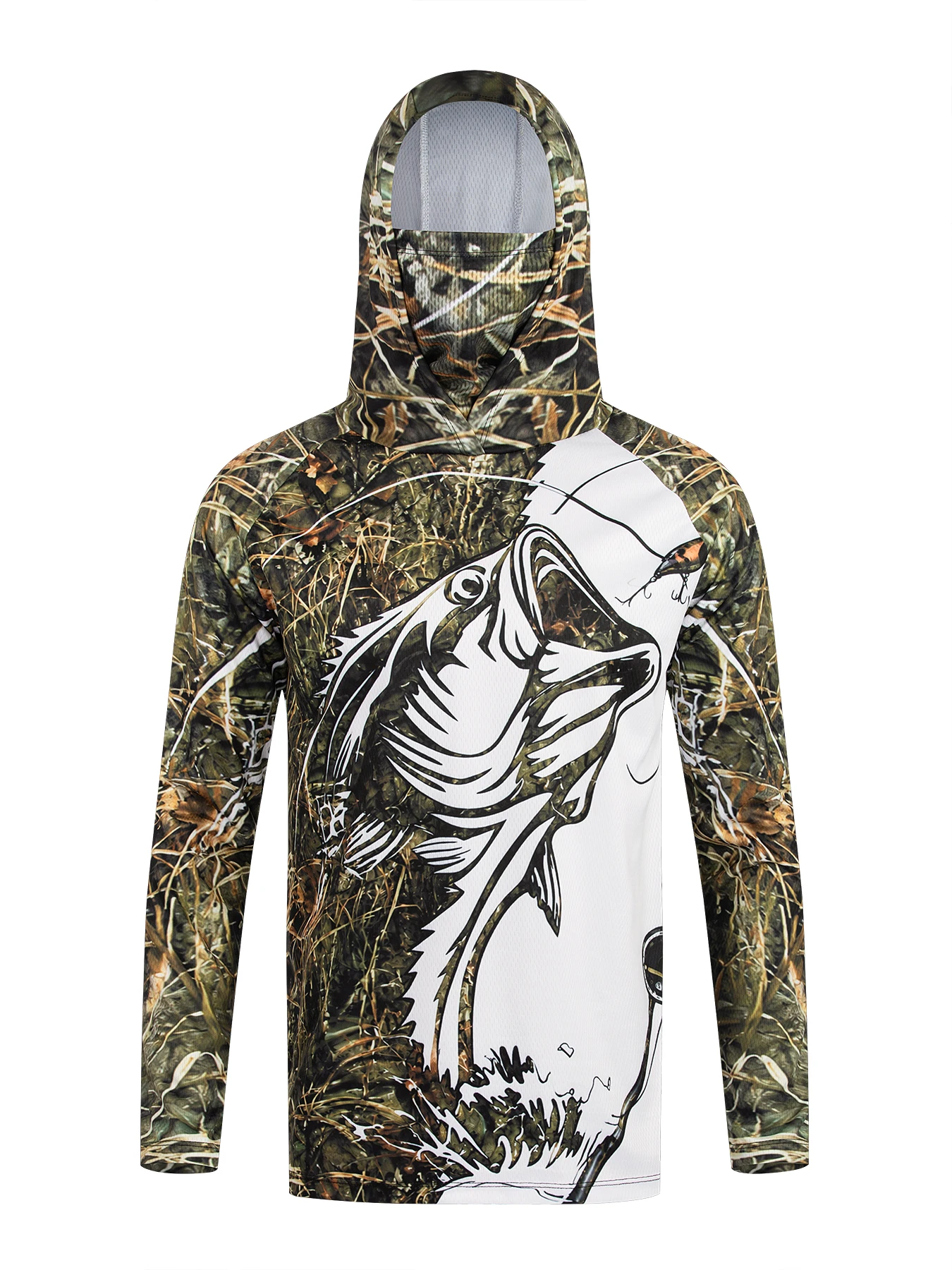 Men Hooded Fishing Shirt Long  - Fishing Mask Sun Protection review and price