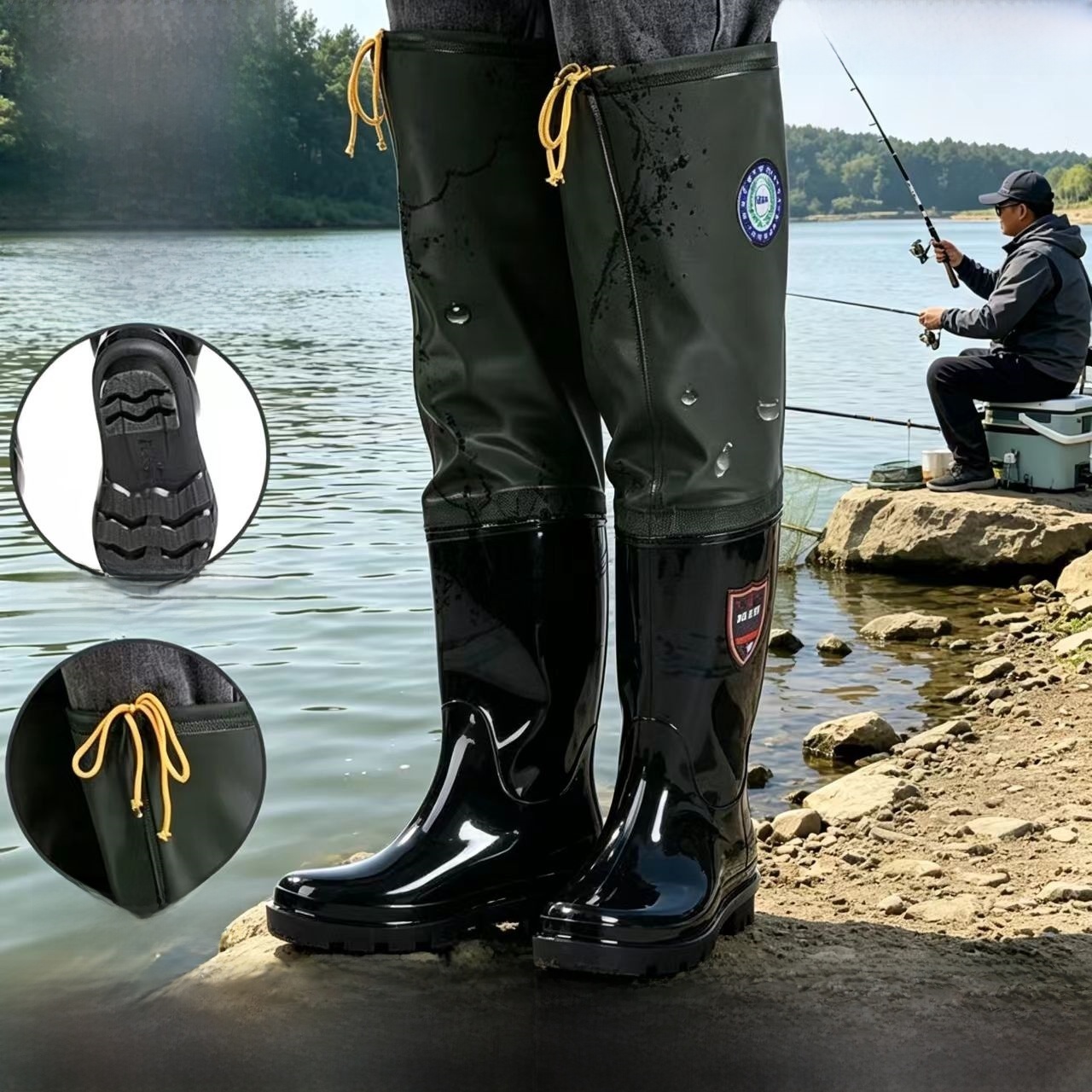 Thickened Over-Knee Rain Boots - Fishing Rain Suit review and price